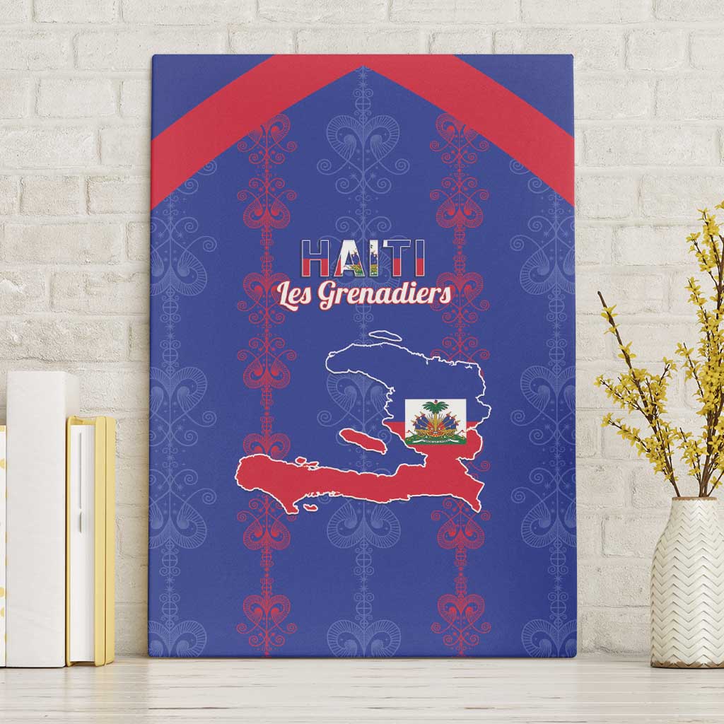 Haiti Football Canvas Wall Art Les Grenadiers Veve Vodou Blue - Wonder Print Shop