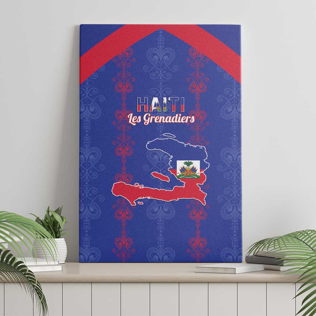 Haiti Football Canvas Wall Art Les Grenadiers Veve Vodou Blue - Wonder Print Shop