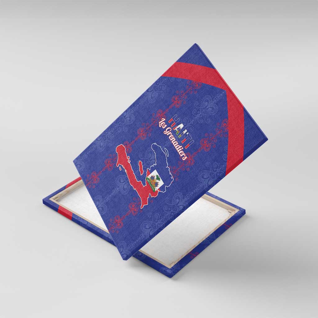 Haiti Football Canvas Wall Art Les Grenadiers Veve Vodou Blue - Wonder Print Shop
