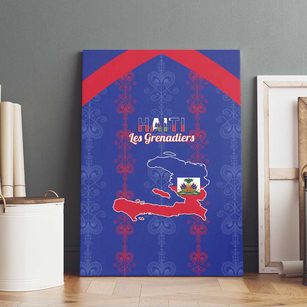 Haiti Football Canvas Wall Art Les Grenadiers Veve Vodou Blue - Wonder Print Shop
