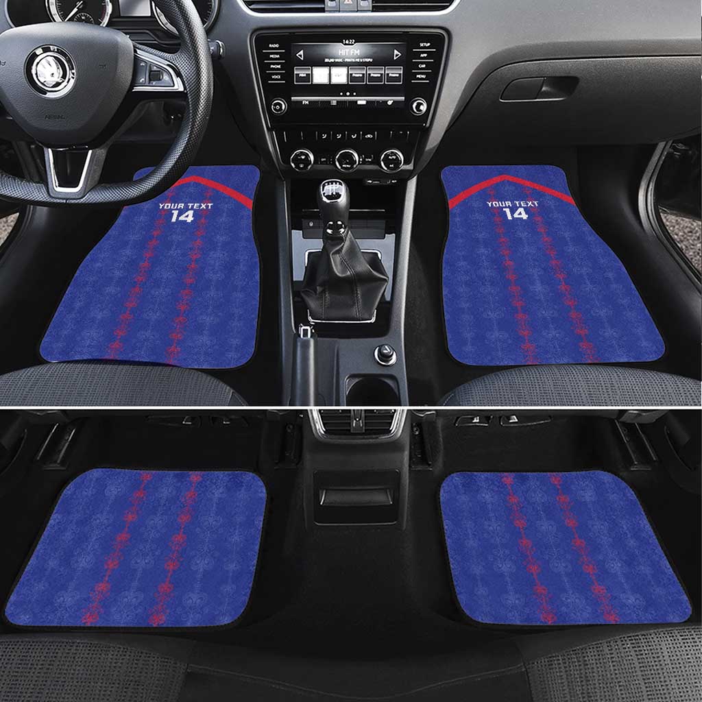 Custom Haiti Football Car Mats Les Grenadiers Veve Vodou Blue - Wonder Print Shop