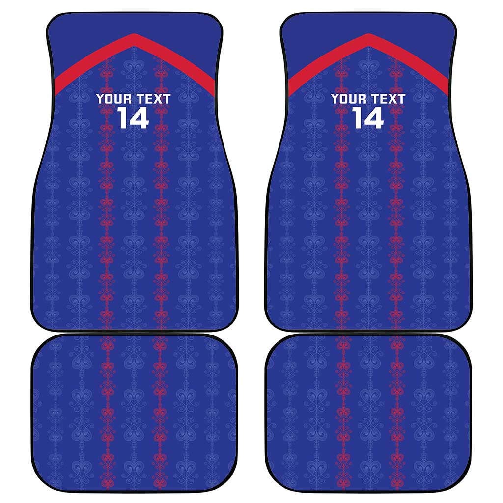 Custom Haiti Football Car Mats Les Grenadiers Veve Vodou Blue - Wonder Print Shop