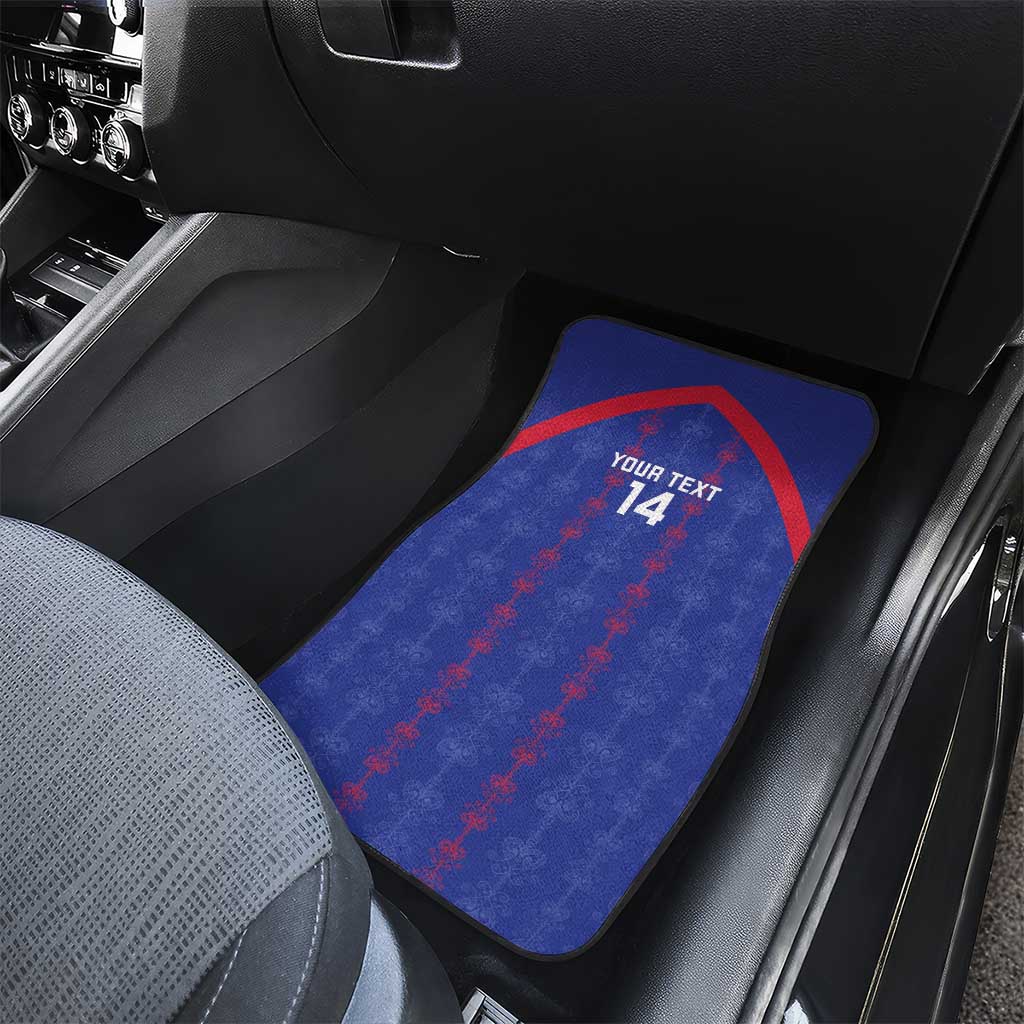 Custom Haiti Football Car Mats Les Grenadiers Veve Vodou Blue - Wonder Print Shop