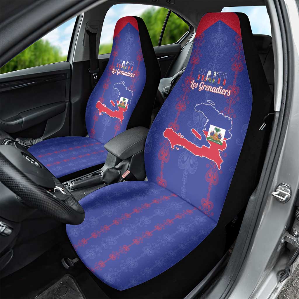 Haiti Football Car Seat Cover Les Grenadiers Veve Vodou Blue - Wonder Print Shop