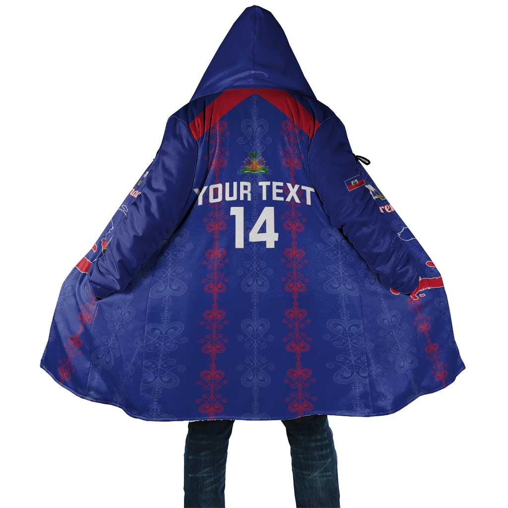 Custom Haiti Football Cloak Les Grenadiers Veve Vodou Blue - Wonder Print Shop