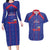 Custom Haiti Football Couples Matching Long Sleeve Bodycon Dress and Hawaiian Shirt Les Grenadiers Veve Vodou Blue - Wonder Print Shop