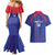 Custom Haiti Football Couples Matching Mermaid Dress and Hawaiian Shirt Les Grenadiers Veve Vodou Blue - Wonder Print Shop