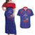 Custom Haiti Football Couples Matching Off Shoulder Maxi Dress and Hawaiian Shirt Les Grenadiers Veve Vodou Blue - Wonder Print Shop