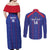 Custom Haiti Football Couples Matching Off Shoulder Maxi Dress and Long Sleeve Button Shirt Les Grenadiers Veve Vodou Blue - Wonder Print Shop