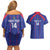 Custom Haiti Football Couples Matching Off Shoulder Short Dress and Hawaiian Shirt Les Grenadiers Veve Vodou Blue - Wonder Print Shop