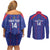 Custom Haiti Football Couples Matching Off Shoulder Short Dress and Long Sleeve Button Shirt Les Grenadiers Veve Vodou Blue - Wonder Print Shop