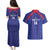 Custom Haiti Football Couples Matching Puletasi and Hawaiian Shirt Les Grenadiers Veve Vodou Blue - Wonder Print Shop