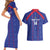 Custom Haiti Football Couples Matching Short Sleeve Bodycon Dress and Hawaiian Shirt Les Grenadiers Veve Vodou Blue - Wonder Print Shop