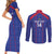 Custom Haiti Football Couples Matching Short Sleeve Bodycon Dress and Long Sleeve Button Shirt Les Grenadiers Veve Vodou Blue - Wonder Print Shop