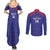 Custom Haiti Football Couples Matching Summer Maxi Dress and Long Sleeve Button Shirt Les Grenadiers Veve Vodou Blue - Wonder Print Shop
