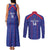 Custom Haiti Football Couples Matching Tank Maxi Dress and Long Sleeve Button Shirt Les Grenadiers Veve Vodou Blue - Wonder Print Shop