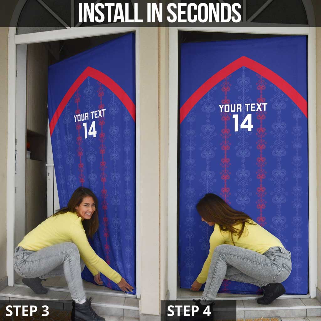 Custom Haiti Football Door Cover Les Grenadiers Veve Vodou Blue - Wonder Print Shop