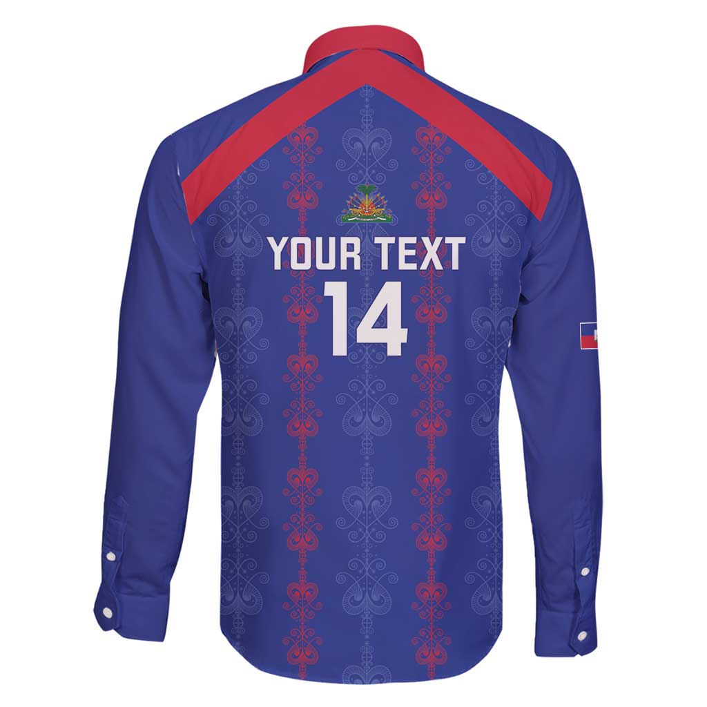 Custom Haiti Football Family Matching Long Sleeve Bodycon Dress and Hawaiian Shirt Les Grenadiers Veve Vodou Blue - Wonder Print Shop