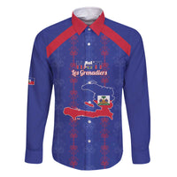 Custom Haiti Football Family Matching Off The Shoulder Long Sleeve Dress and Hawaiian Shirt Les Grenadiers Veve Vodou Blue - Wonder Print Shop