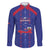 Custom Haiti Football Family Matching Off The Shoulder Long Sleeve Dress and Hawaiian Shirt Les Grenadiers Veve Vodou Blue - Wonder Print Shop