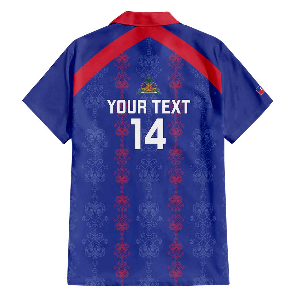 Custom Haiti Football Family Matching Puletasi and Hawaiian Shirt Les Grenadiers Veve Vodou Blue - Wonder Print Shop