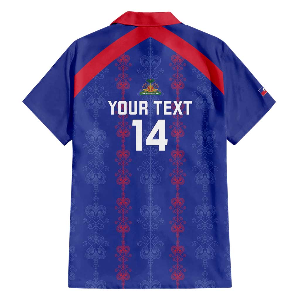 Custom Haiti Football Family Matching Short Sleeve Bodycon Dress and Hawaiian Shirt Les Grenadiers Veve Vodou Blue - Wonder Print Shop
