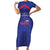 Custom Haiti Football Family Matching Short Sleeve Bodycon Dress and Hawaiian Shirt Les Grenadiers Veve Vodou Blue - Wonder Print Shop