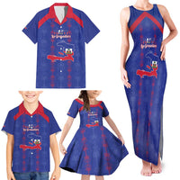 Custom Haiti Football Family Matching Tank Maxi Dress and Hawaiian Shirt Les Grenadiers Veve Vodou Blue - Wonder Print Shop