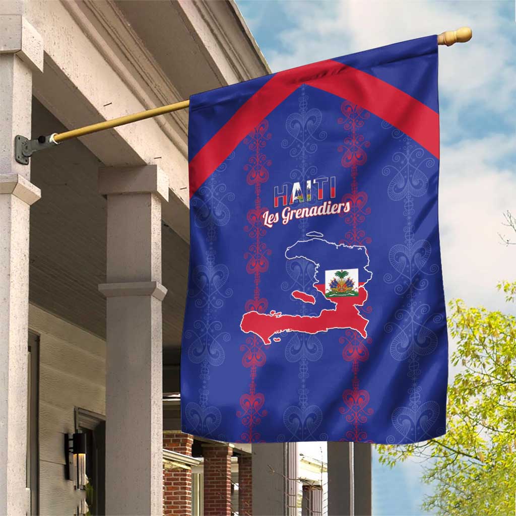Haiti Football Garden Flag Les Grenadiers Veve Vodou Blue - Wonder Print Shop