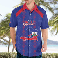 Custom Haiti Football Hawaiian Shirt Les Grenadiers Veve Vodou Blue - Wonder Print Shop