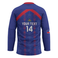 Custom Haiti Football Hockey Jersey Les Grenadiers Veve Vodou Blue - Wonder Print Shop