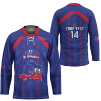 Custom Haiti Football Hockey Jersey Les Grenadiers Veve Vodou Blue - Wonder Print Shop
