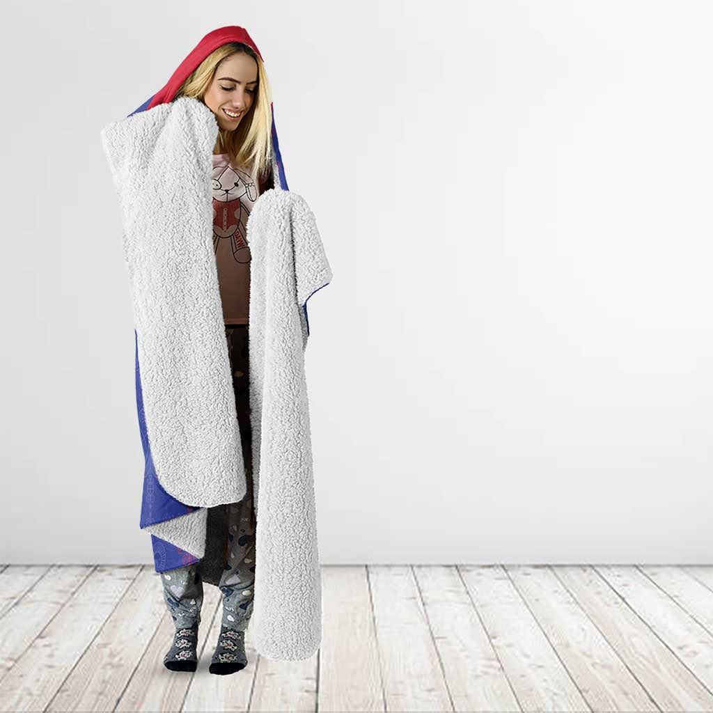 Haiti Football Hooded Blanket Les Grenadiers Veve Vodou Blue - Wonder Print Shop