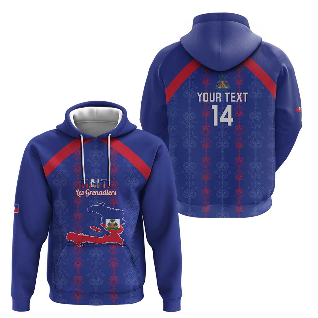 Custom Haiti Football Hoodie Les Grenadiers Veve Vodou Blue - Wonder Print Shop