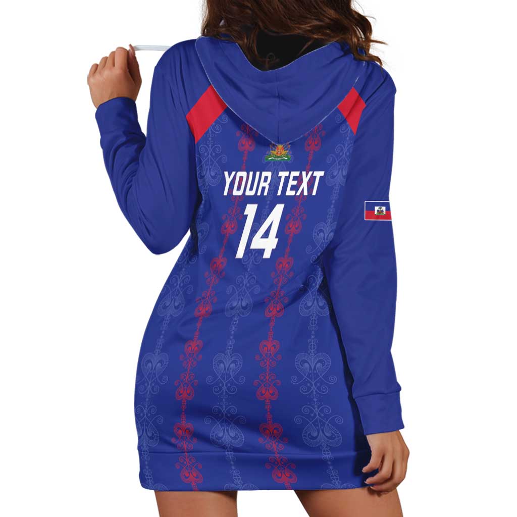 Custom Haiti Football Hoodie Dress Les Grenadiers Veve Vodou Blue - Wonder Print Shop