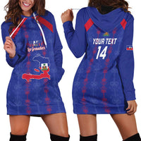 Custom Haiti Football Hoodie Dress Les Grenadiers Veve Vodou Blue - Wonder Print Shop
