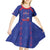Custom Haiti Football Kid Short Sleeve Dress Les Grenadiers Veve Vodou Blue - Wonder Print Shop