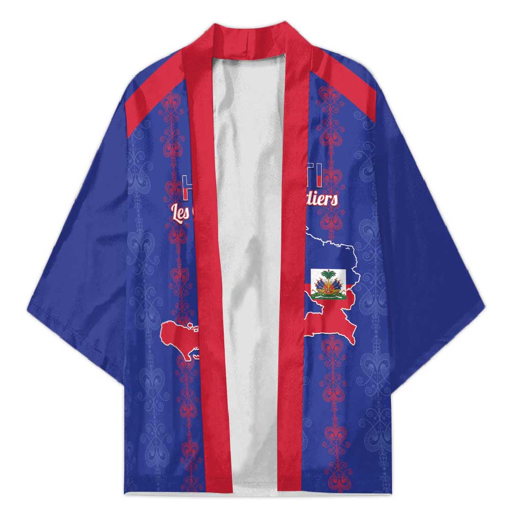 Custom Haiti Football Kimono Les Grenadiers Veve Vodou Blue - Wonder Print Shop