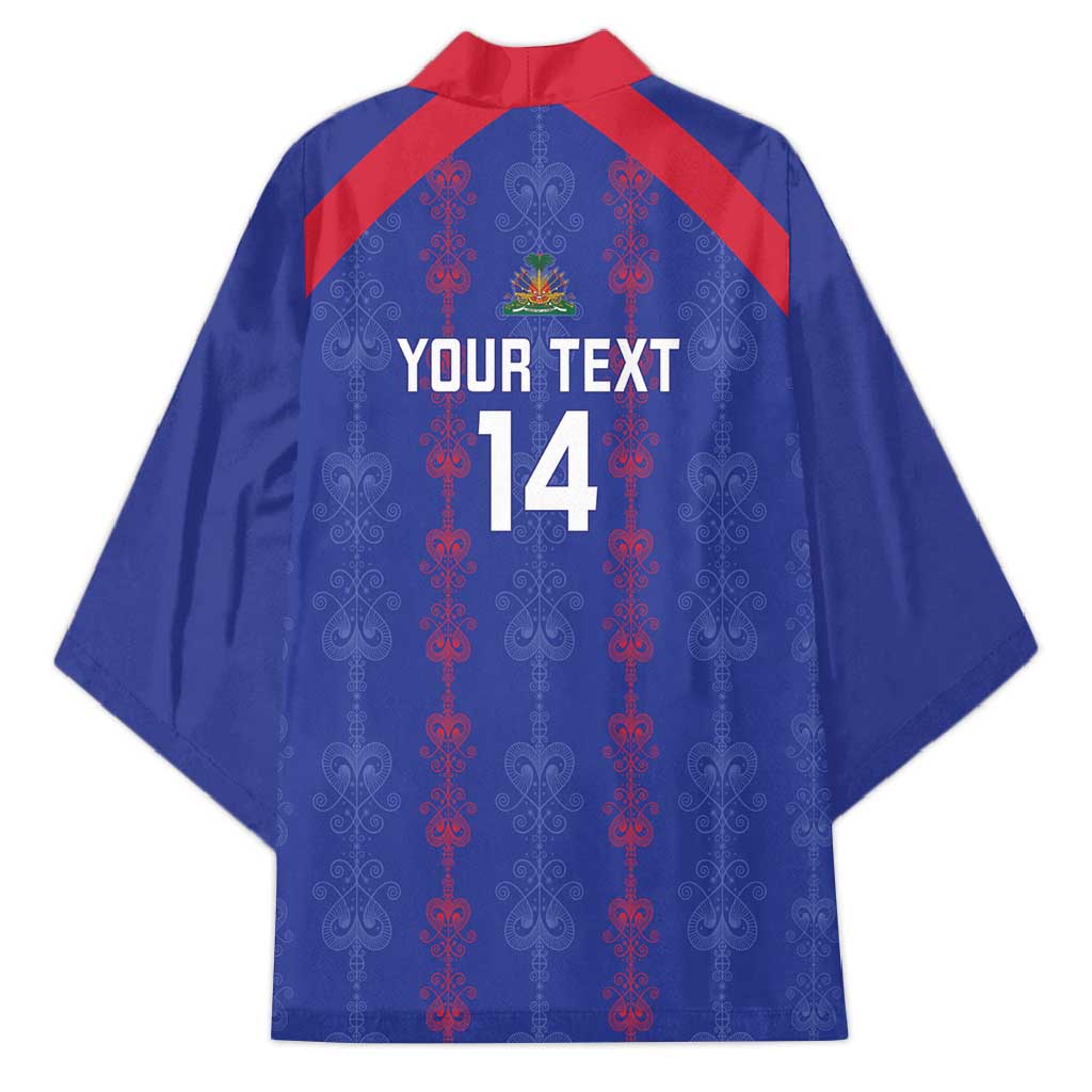 Custom Haiti Football Kimono Les Grenadiers Veve Vodou Blue - Wonder Print Shop