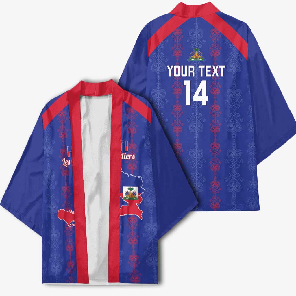 Custom Haiti Football Kimono Les Grenadiers Veve Vodou Blue - Wonder Print Shop