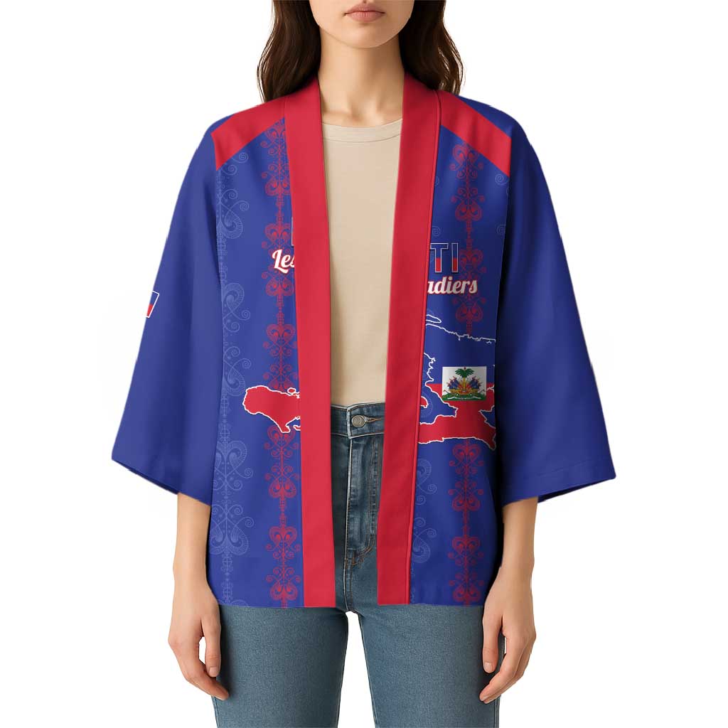 Custom Haiti Football Kimono Les Grenadiers Veve Vodou Blue - Wonder Print Shop