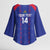 Custom Haiti Football Kimono Sleeve Blouse Les Grenadiers Veve Vodou Blue - Wonder Print Shop