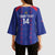 Custom Haiti Football Kimono Sleeve Blouse Les Grenadiers Veve Vodou Blue - Wonder Print Shop