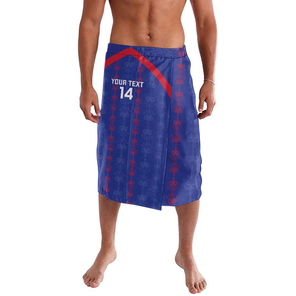 Custom Haiti Football Lavalava Les Grenadiers Veve Vodou Blue - Wonder Print Shop