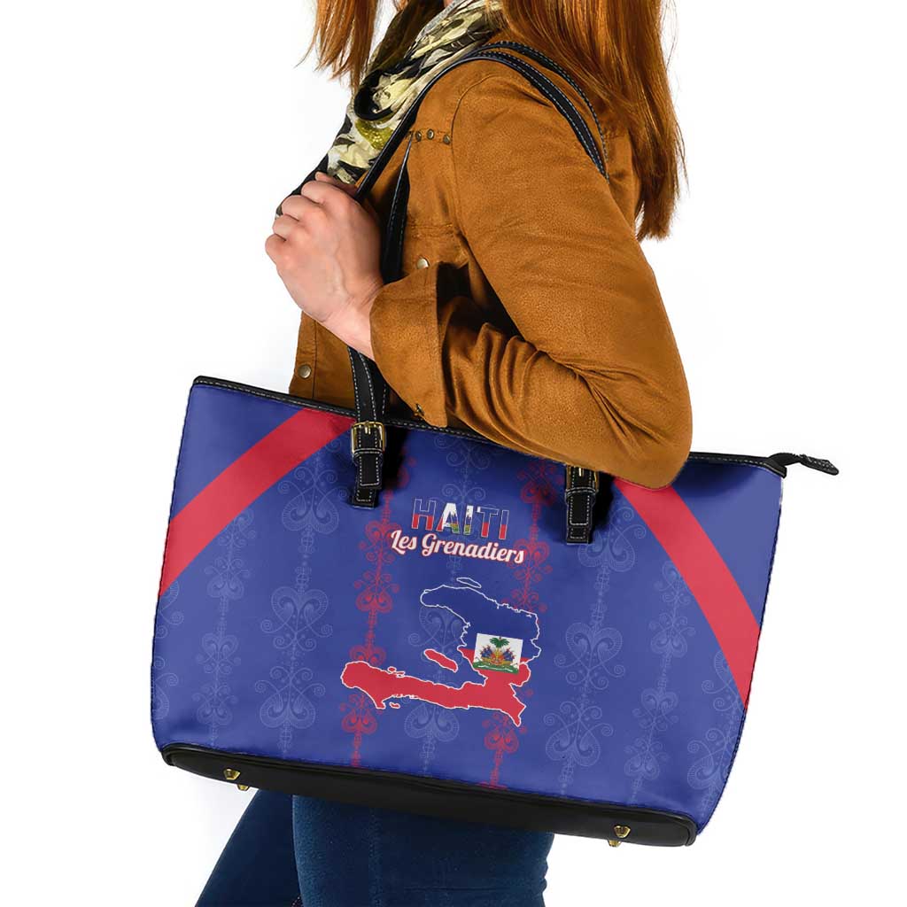 Haiti Football Leather Tote Bag Les Grenadiers Veve Vodou Blue - Wonder Print Shop