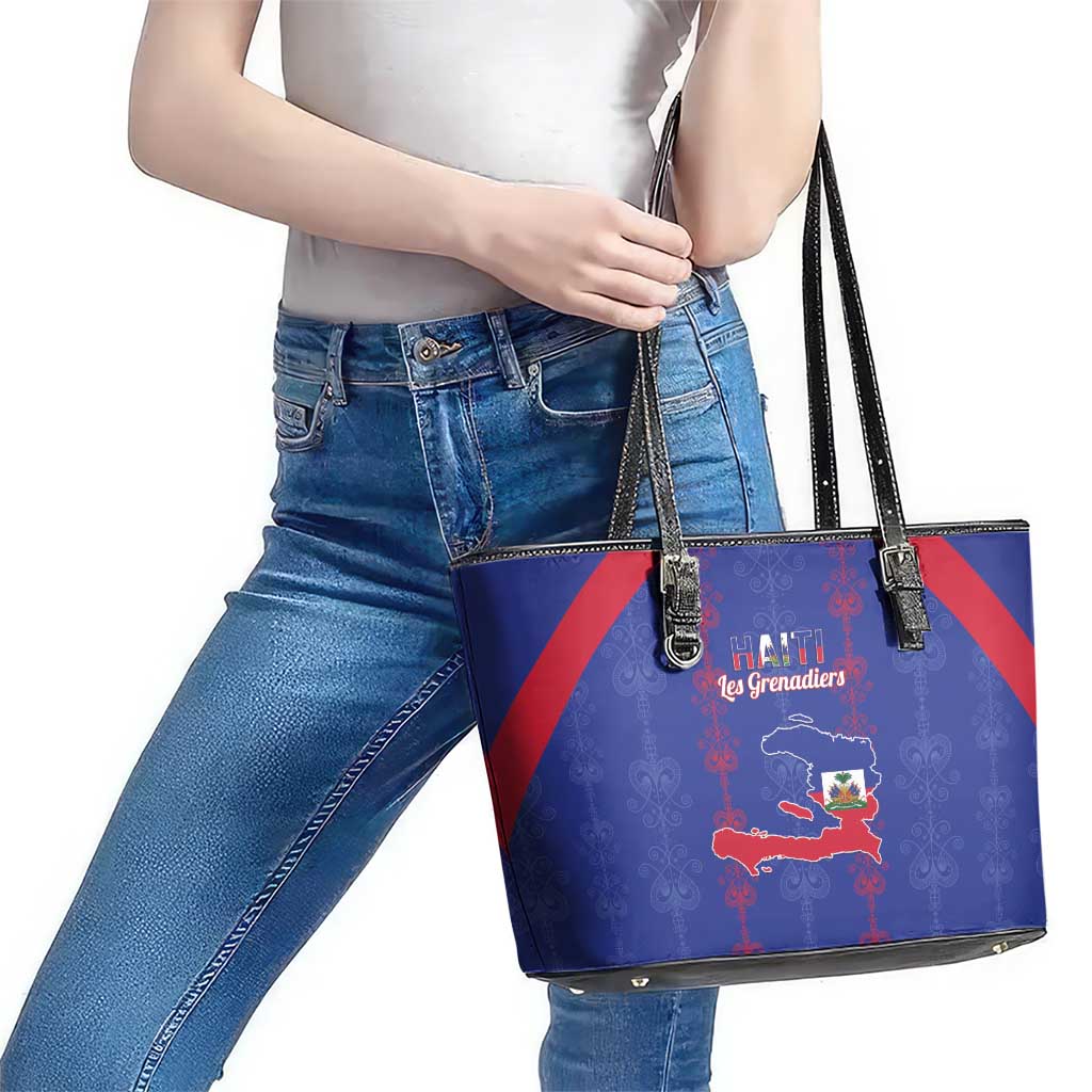 Haiti Football Leather Tote Bag Les Grenadiers Veve Vodou Blue - Wonder Print Shop