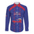 Custom Haiti Football Long Sleeve Button Shirt Les Grenadiers Veve Vodou Blue - Wonder Print Shop