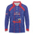 Custom Haiti Football Long Sleeve Polo Shirt Les Grenadiers Veve Vodou Blue - Wonder Print Shop