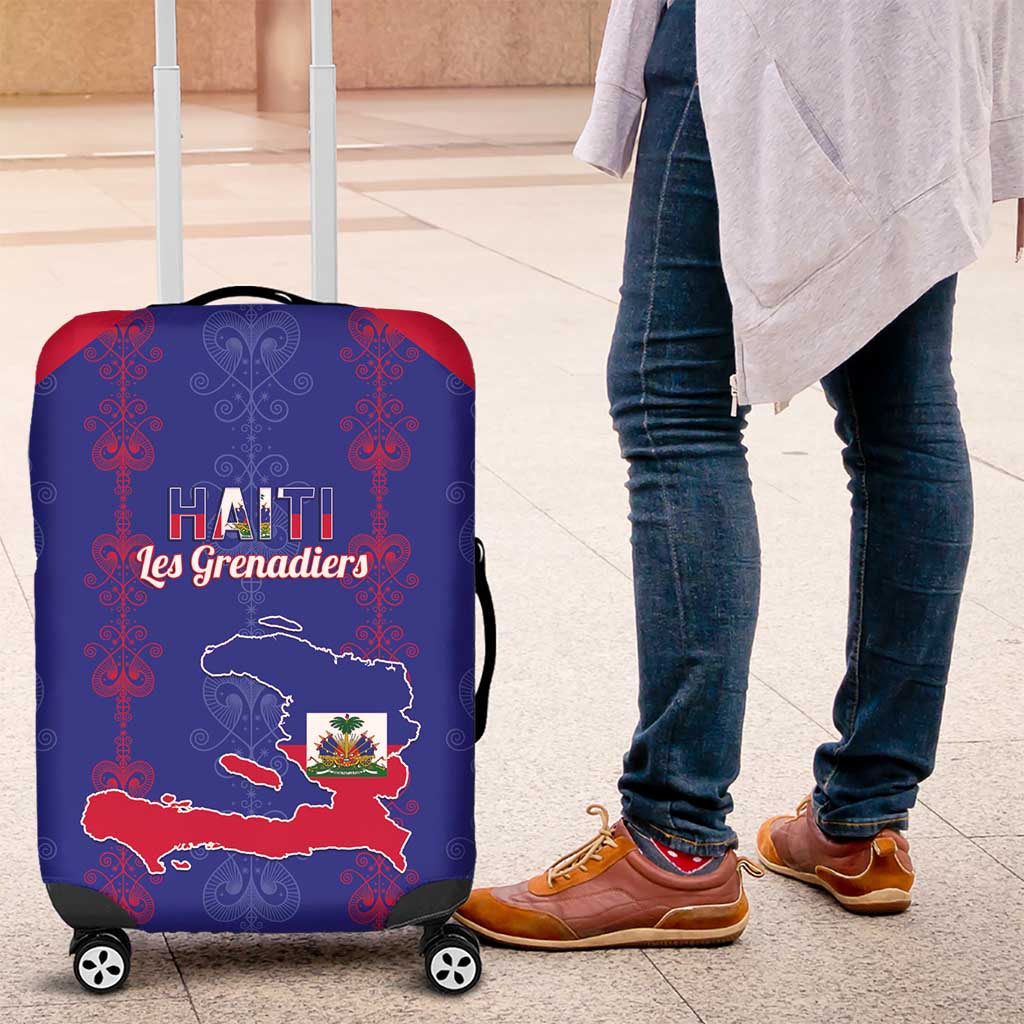Haiti Football Luggage Cover Les Grenadiers Veve Vodou Blue - Wonder Print Shop