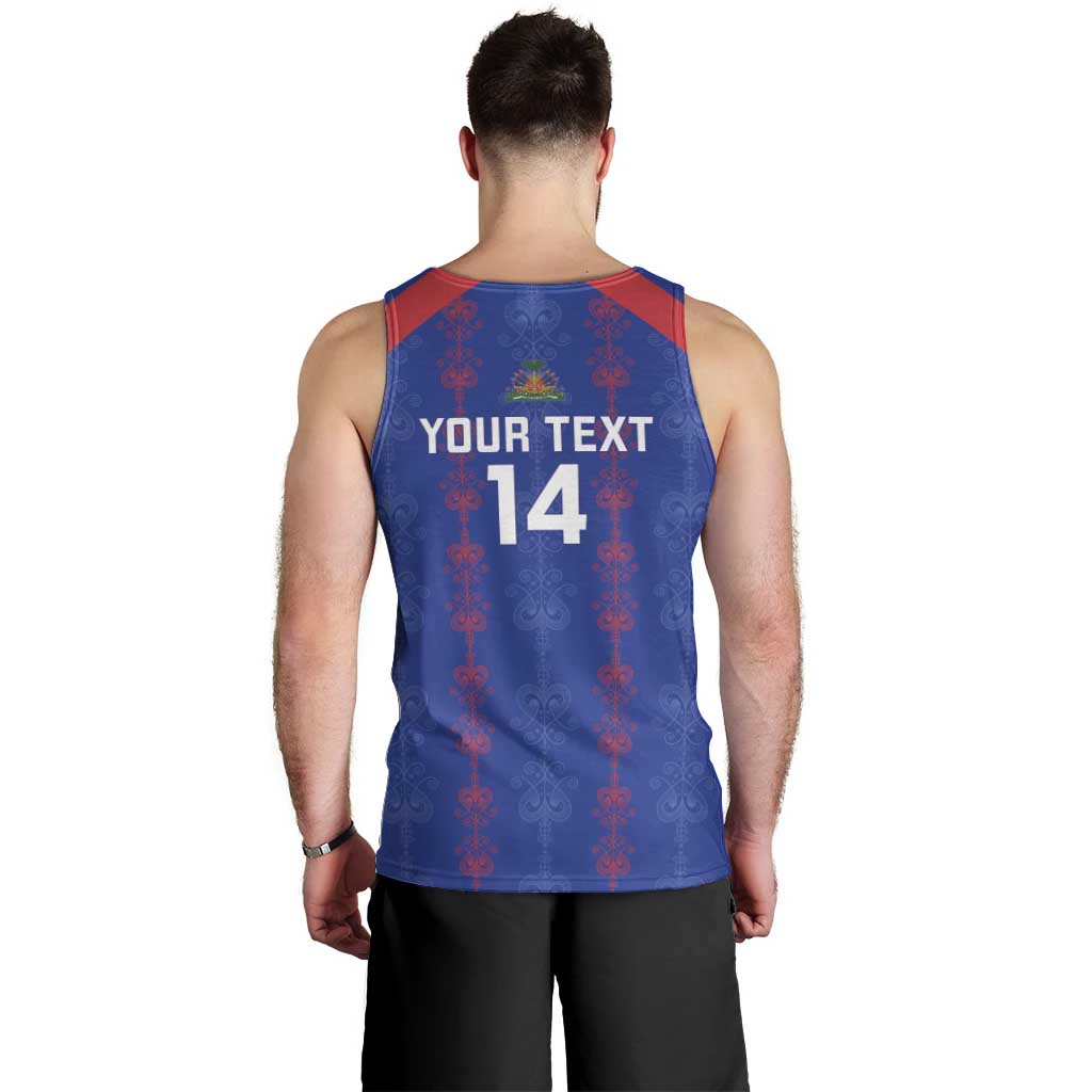 Custom Haiti Football Men Tank Top Les Grenadiers Veve Vodou Blue - Wonder Print Shop